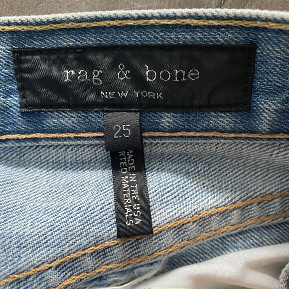 Rag & Bone Women’s Wide Leg Crop Distressed Jeans In Shaker Wash‎ Size 25 - Picture 6 of 15